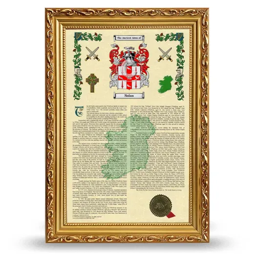 Nolan Armorial History Framed - Gold