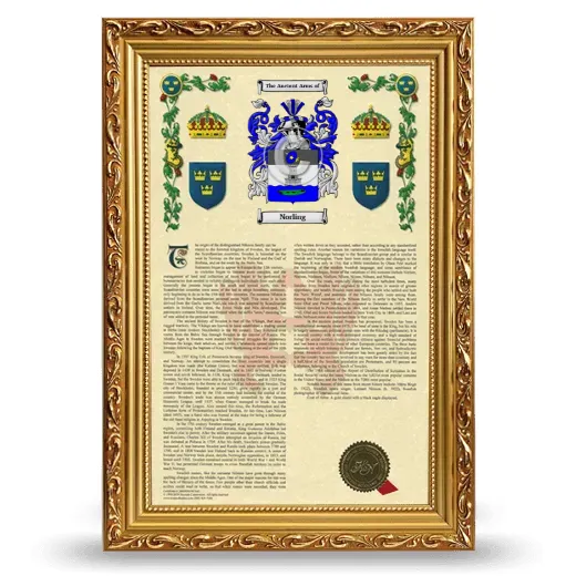 Norling Armorial History Framed - Gold