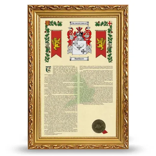 Northcutt Armorial History Framed - Gold