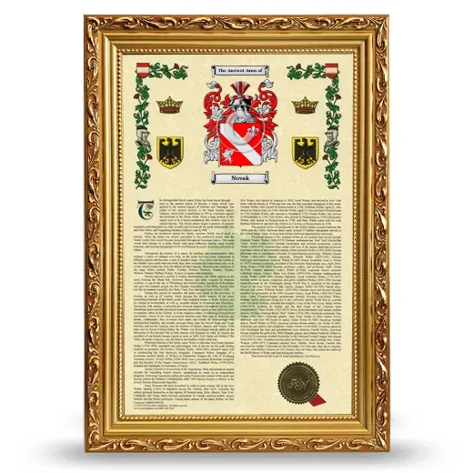 Novak Armorial History Framed - Gold
