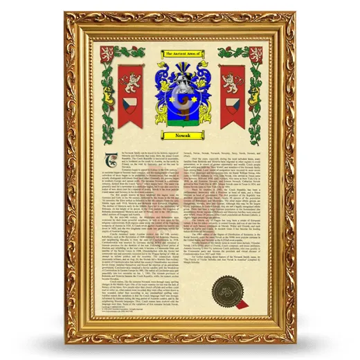 Nowak Armorial History Framed - Gold