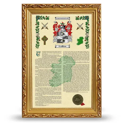 O sullivan Armorial History Framed - Gold