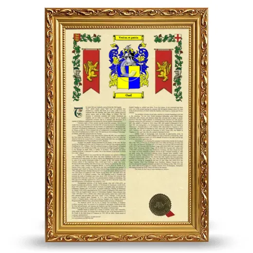 Oad Armorial History Framed - Gold