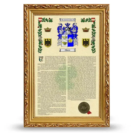 Oberer Armorial History Framed - Gold