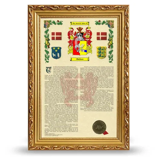 Olafson Armorial History Framed - Gold
