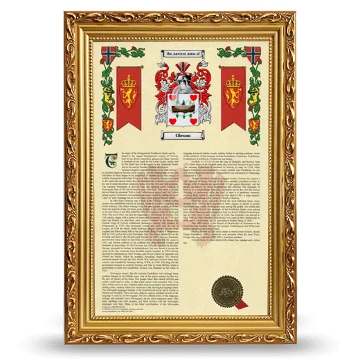 Oleson Armorial History Framed - Gold