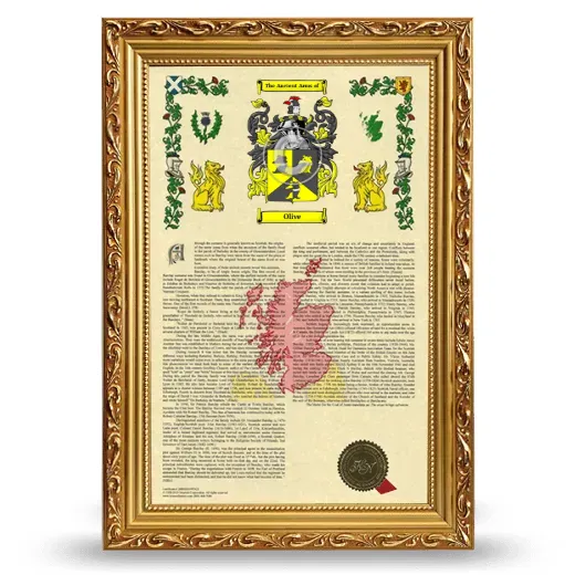 Olive Armorial History Framed - Gold