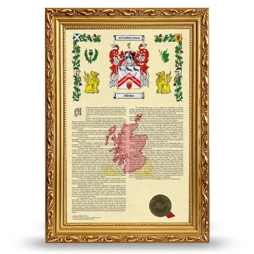 Olivier Armorial History Framed - Gold