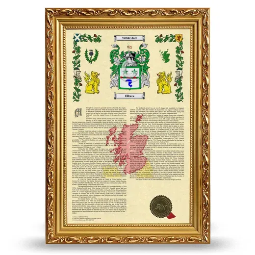 Olters Armorial History Framed - Gold