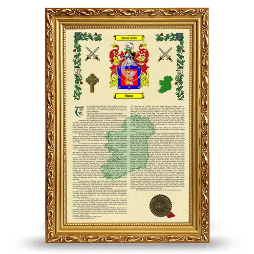 Omar Armorial History Framed - Gold