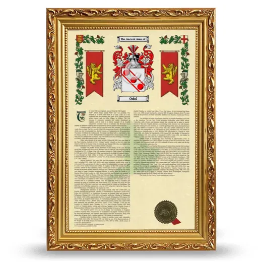 Oriol Armorial History Framed - Gold