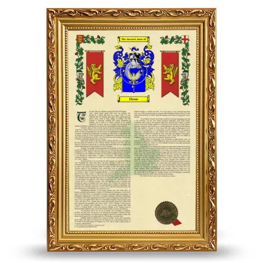 Orme Armorial History Framed - Gold