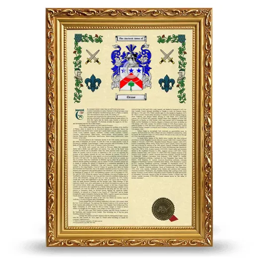 Orme Armorial History Framed - Gold
