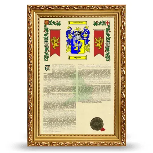Orphan Armorial History Framed - Gold