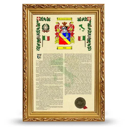 Orsi Armorial History Framed - Gold
