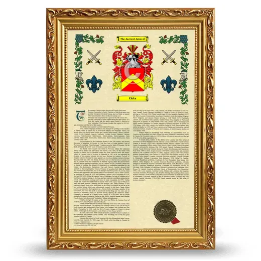 Orta Armorial History Framed - Gold