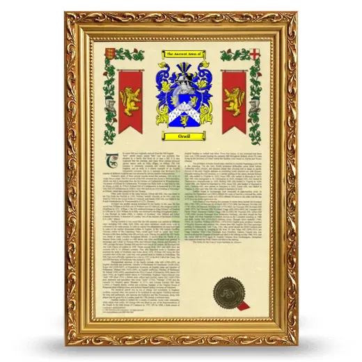 Orwil Armorial History Framed - Gold