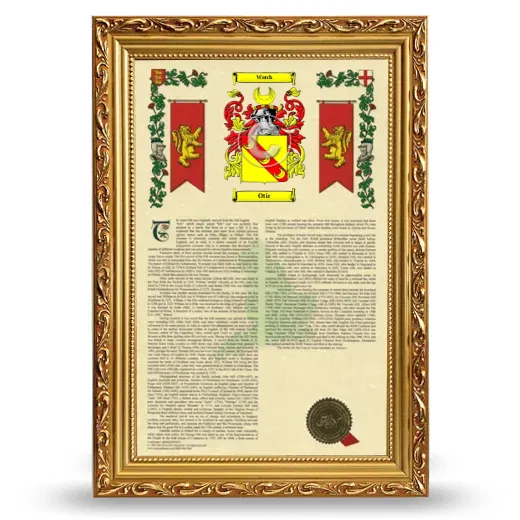 Otir Armorial History Framed - Gold