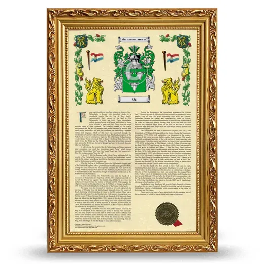 Oz Armorial History Framed - Gold