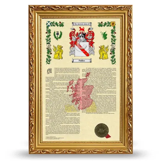 Padan Armorial History Framed - Gold