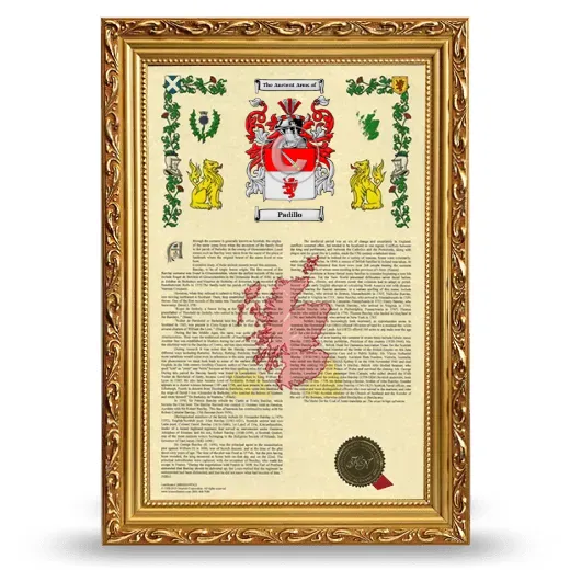 Padillo Armorial History Framed - Gold