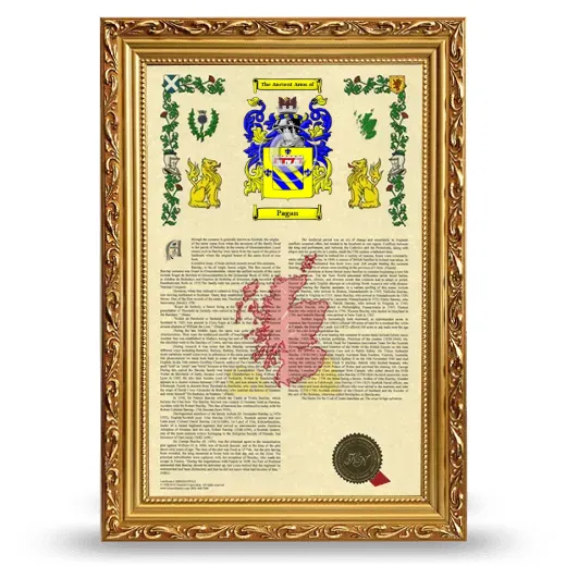 Pagan Armorial History Framed - Gold