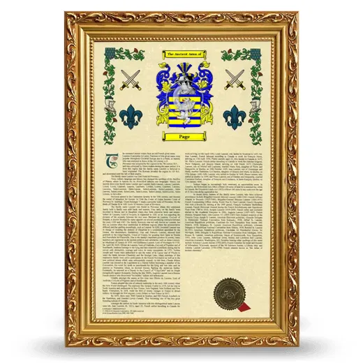 Page Armorial History Framed - Gold