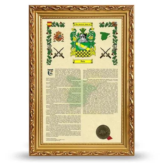 Pais Armorial History Framed - Gold