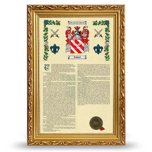 Pallard Armorial History Framed - Gold
