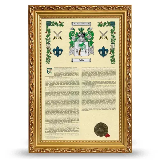 Pallu Armorial History Framed - Gold