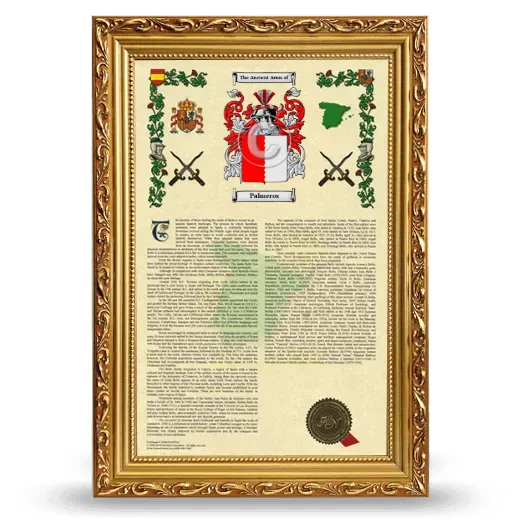 Palmeros Armorial History Framed - Gold