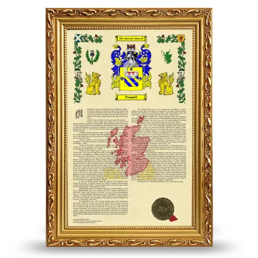 Pannell Armorial History Framed - Gold