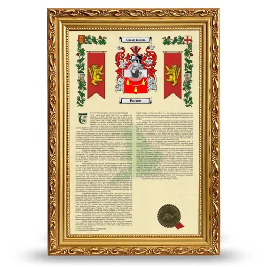 Parrett Armorial History Framed - Gold