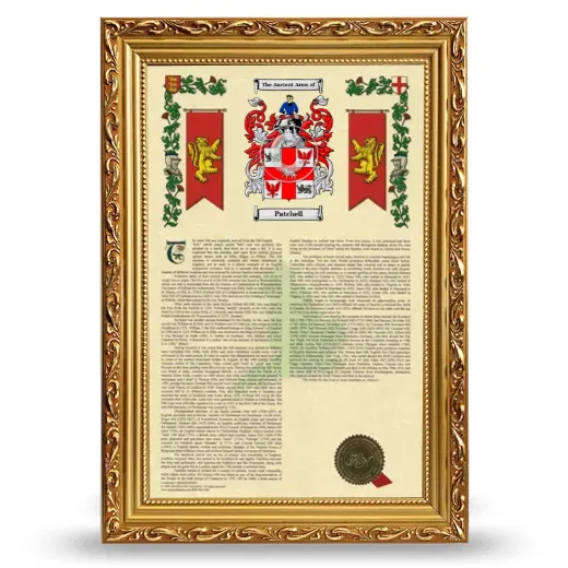 Patchell Armorial History Framed - Gold