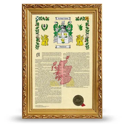 Paterson Armorial History Framed - Gold