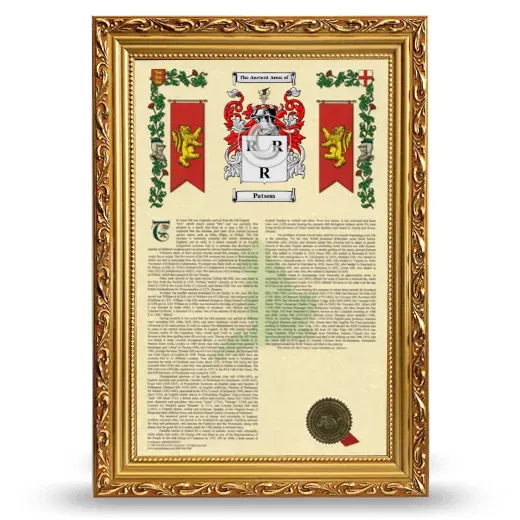 Patson Armorial History Framed - Gold