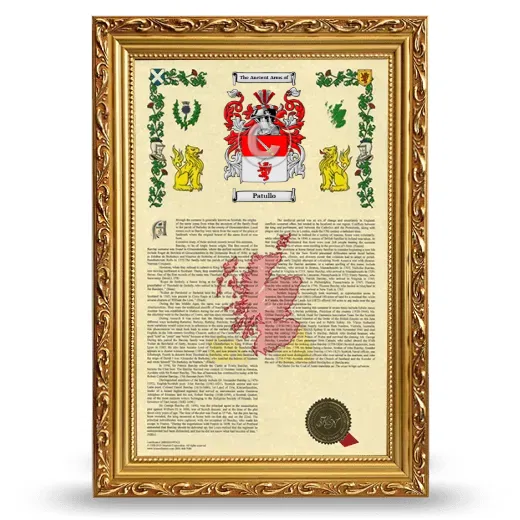 Patullo Armorial History Framed - Gold