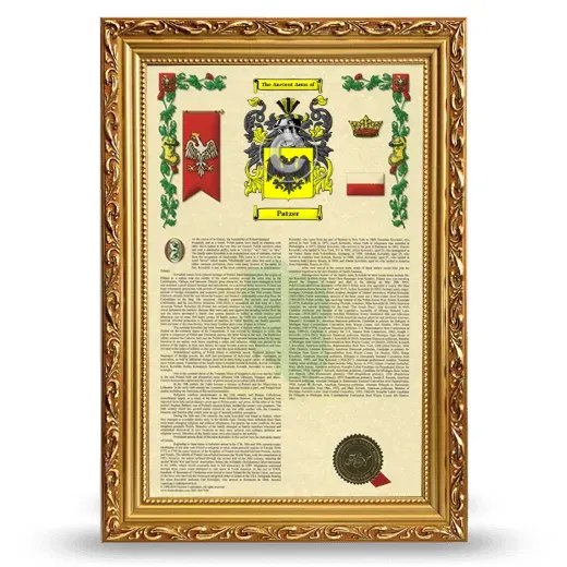 Patzer Armorial History Framed - Gold