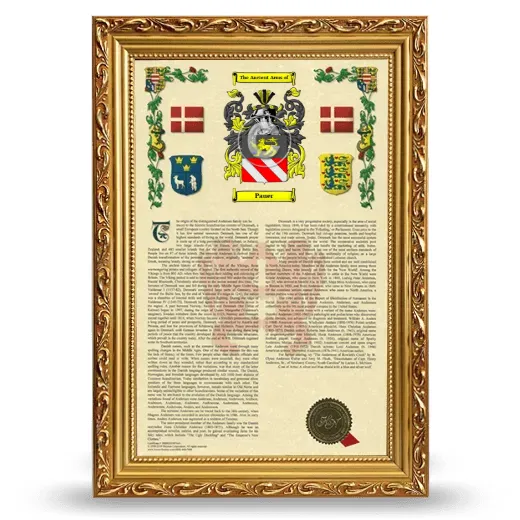 Pauer Armorial History Framed - Gold