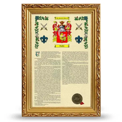 Paulin Armorial History Framed - Gold