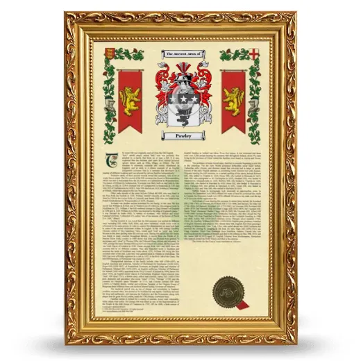 Pawley Armorial History Framed - Gold