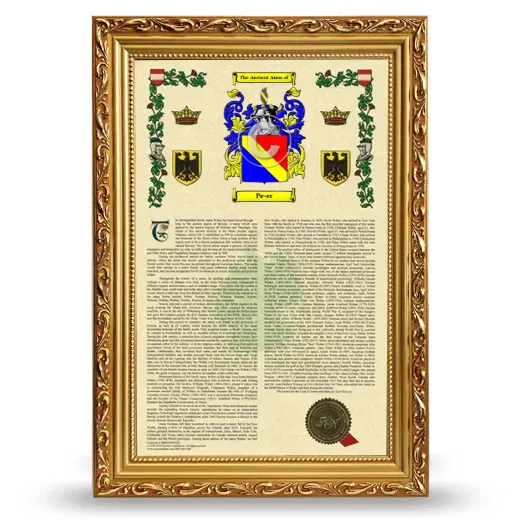 Pe-er Armorial History Framed - Gold