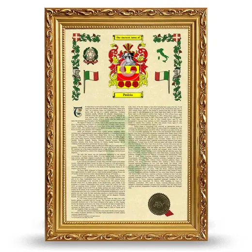 Pedrin Armorial History Framed - Gold