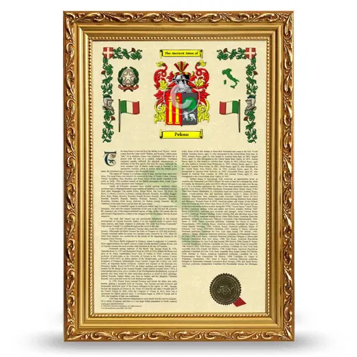 Peloso Armorial History Framed - Gold