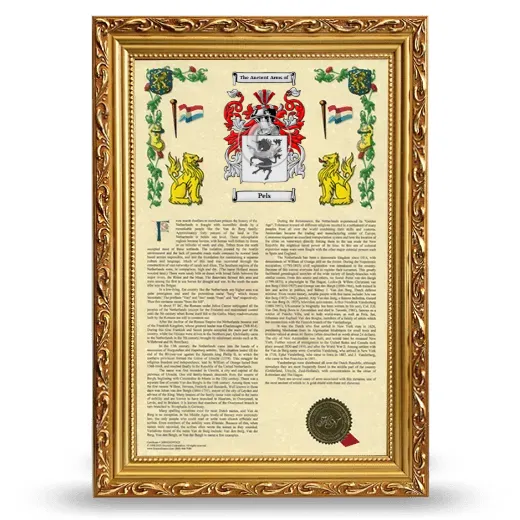 Pels Armorial History Framed - Gold
