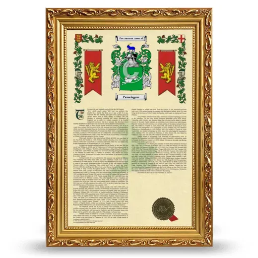 Penalegon Armorial History Framed - Gold