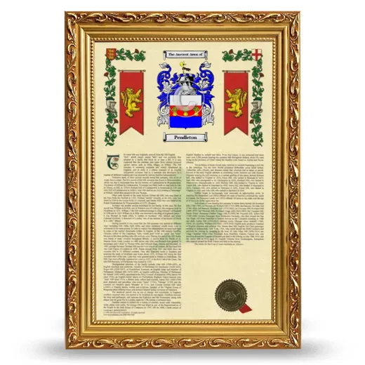 Pendleton Armorial History Framed - Gold