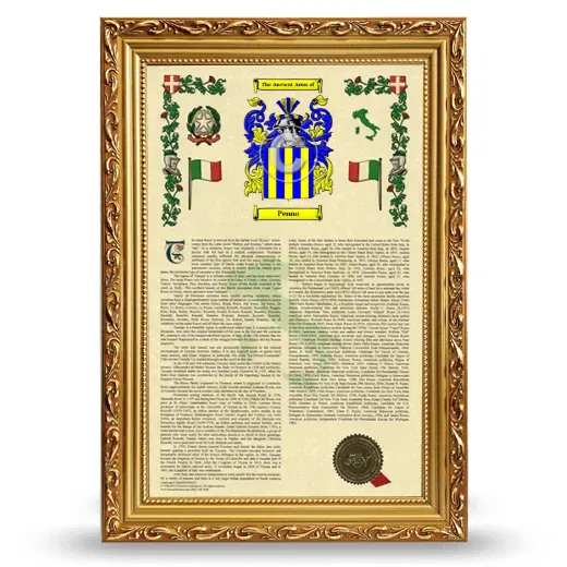 Penno Armorial History Framed - Gold