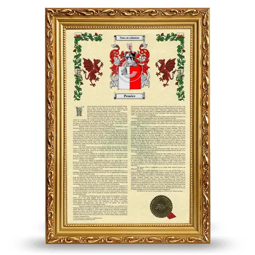 Penrice Armorial History Framed - Gold