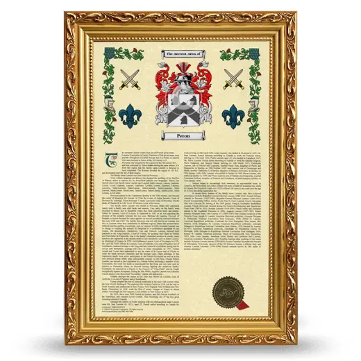 Peron Armorial History Framed - Gold